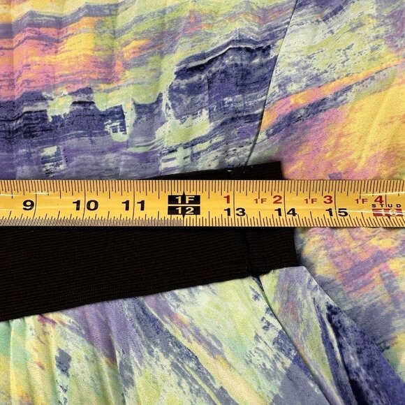 Apt 9 Abstract Print Pleated Midi Skirt With Elastic Waistband Size M Watercolor - Picture 3 of 11